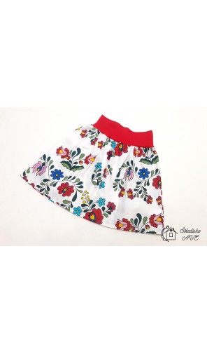 Sukýnka - vzor folklor na bílé 2