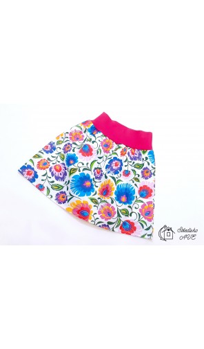 Sukýnka - vzor folklor na bílé