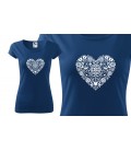 Dámské triko modré - potisk srdce