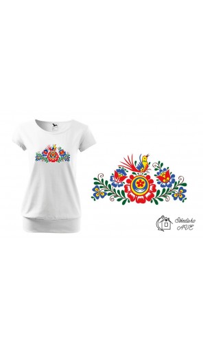 Dámské triko FOLKLOR bílé s širokým lemem