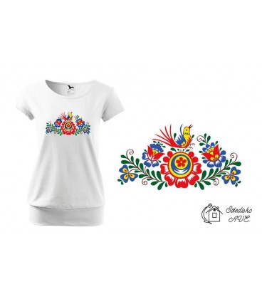 Dámské triko FOLKLOR bílé s širokým lemem