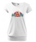 Dámské triko FOLKLOR bílé s širokým lemem