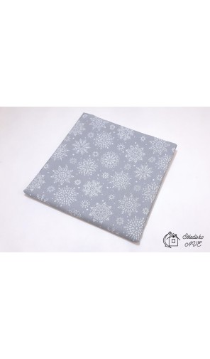 Ubrus 70 x 70 cm - bílé vločky na šedé